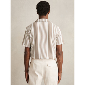 REISS ALCAZAR Stripe Ribbed Cuban Collar Shirt